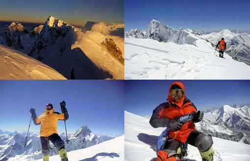 
Broad Peak Summit At Sunset July 6 2006, Sepp Bachmair Almost At Broad Peak Summit July 7 2006, Markus Kronthaler and Sepp Bachmair on the Broad Peak Sumnmit July 7 2006 - K2 is behind Markus, and Chogolisa is behind Sepp. - Broad Peak Traum Und Albtraum book
